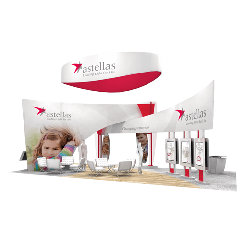 20' x 40' Island Exhibit with Sweeping Fabric Structures