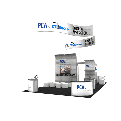 20' x 40' Island Display with Serpentine Hanging Structures