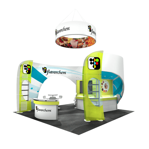 20' x 20' Island Display with Curved Fabric Structures