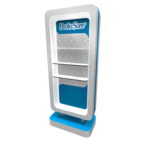 36" x 72" Product Kiosk with Rounded Corners and Acrylic Accent