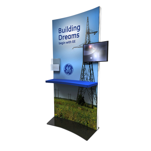 95" Rental Double Sided Curved Kiosk with Accessories