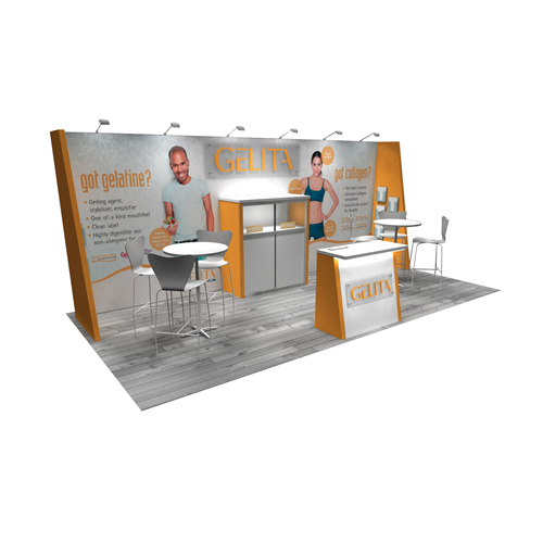 10' x 20' Rental Exhibit with Angled Walls and Mural Graphic