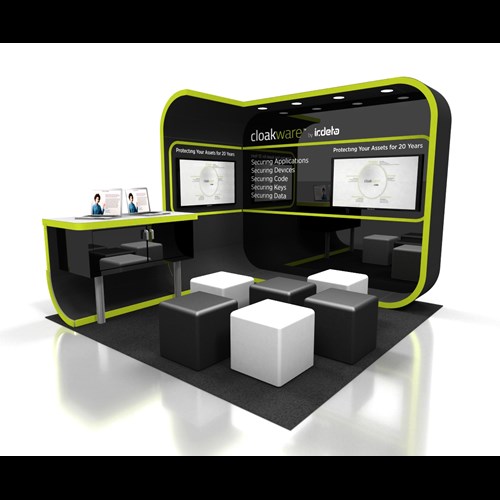 10' x 10' Rental Exhibit with Perimeter Canopy and Curved Accents