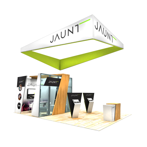 20' x 30' Peninsula Exhibit with Angled Accents and Private Meeting Area