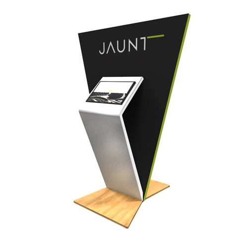 72" Doubled-Sided Media Kiosk with Angled Accents