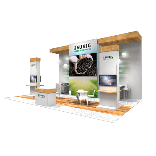 20' x 30' Peninsula Exhibit with Natural Ceiling Beams