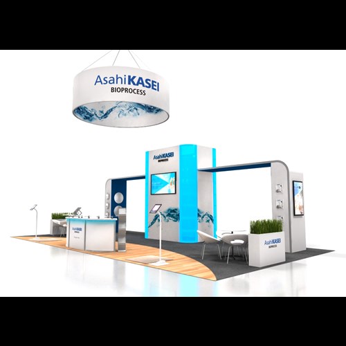 20' x 40' Island Exhibit with Product Towers and Back-Lighting