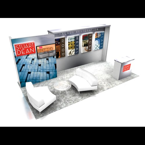 10' x 20' Inline exhibit with backlit accent graphics and canopy