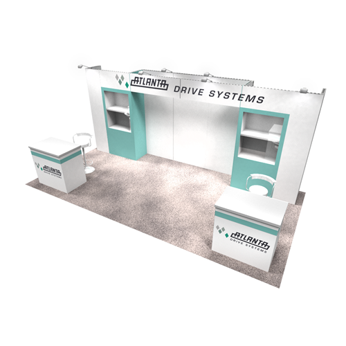 10' x 20' Inline Rental Display with Bridge Header and Shadow Boxes