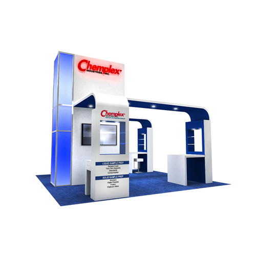 20' x 20' Island Exhibit with Color Changing Lighting and Backlit Dimensional logo's