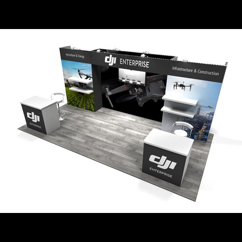 10' x 20' Exhibit Rental With Recessed Wall And Bridge Header