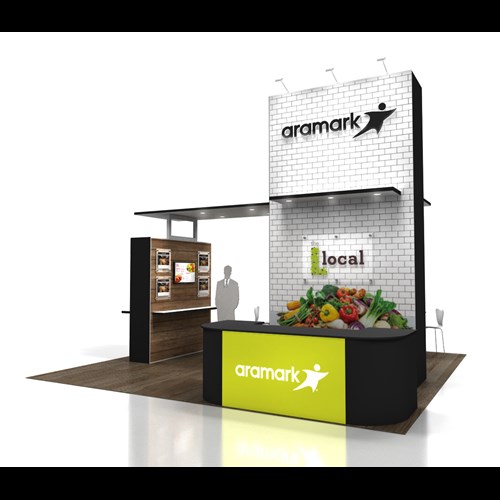 20' x 20' Island Exhibit with Tiered Towers and Canopies