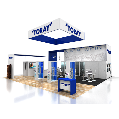 40' x 40' Island Exhibit with Towering Structure and Tech Kiosks