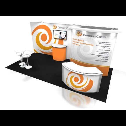 10' x 20' Inline Rental Display With Convex Canopy and Curved Graphics