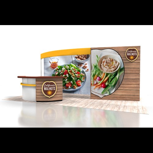 10' x 20' Custom Inline Display With Wood Inlays Curved Counter