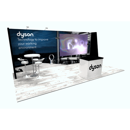 10' x 20' Exhibit Rental With Straight Wall And Angled Returns