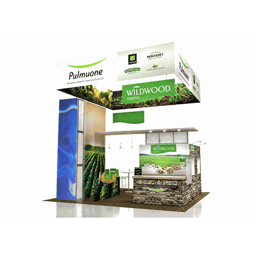 20' x 20' Exhibit Rental With Backlit Accents And Video Wall Tower
