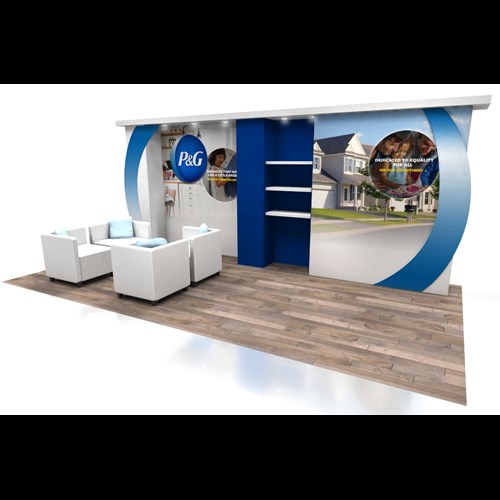 10' x 20' Rental Display with Vertical Curved Accents and Canopy