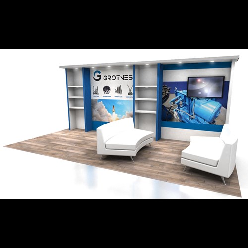 10' x 20' Rental Display with Canopy, Showcase & Shelving