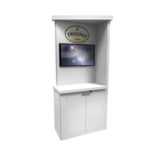 95" Rental Kiosk with Angled Ceiling Cove and Counter 