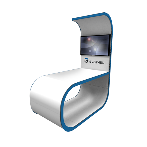 106" Rental Kiosk with Open Oval Counter and Curved Canopy